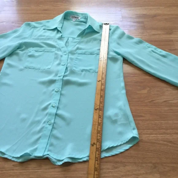 Express Mint  Green The Portofino Shirt Long Sleeves EUC - Picture 9 of 11